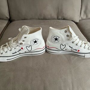 Converse Made With Love Sneakers with Black Heart Outline and Red Accent